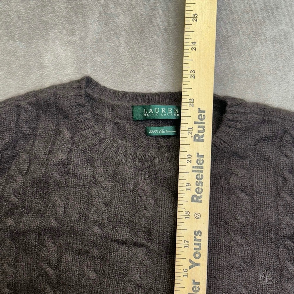 Lauren Ralph Lauren Brown 100% Cashmere Cable Knit Sweater Womens Small - Picture 3 of 6